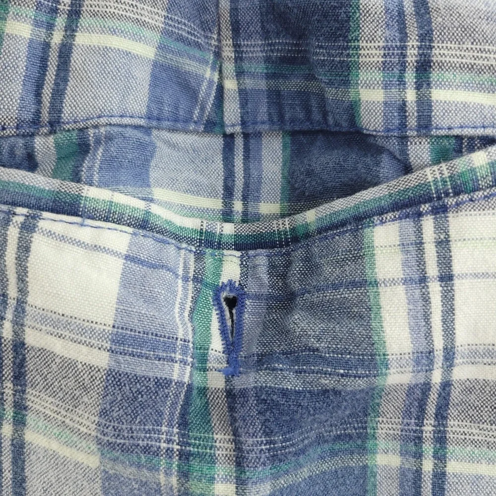Tommy Bahama Shorts Mens 40 Blue Plaid Linen Blend Chino Casual 10